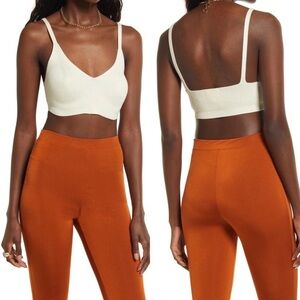 New Nordstrom Sweater Bralette Ivory Ribbed Knit 2022 Size Medium Cropped Bra M